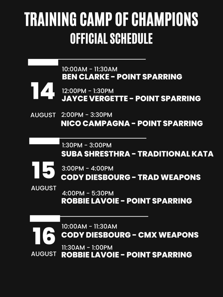 2026 Training Camp of Champions schedule